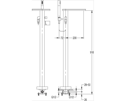 Смеситель для ванны Cezares CASCADO-F-VDP-01