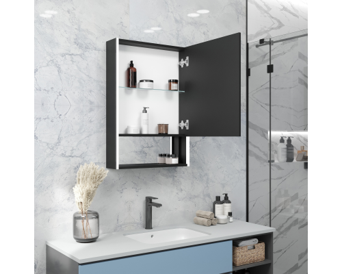 Зеркало-шкаф Reflection Box Black LED 500х800 RF2419BL	