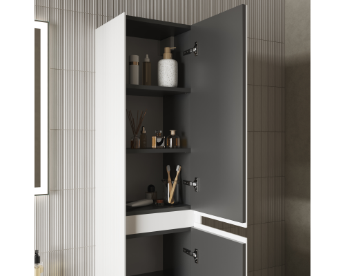 Шкаф-пенал SANCOS Cento подвесной белый глянец, 350х300х1600 мм,