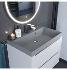 Раковина для ванной кварцевая Uperwood Classic Quartz 70х45х15 см, серая матовая, бетон