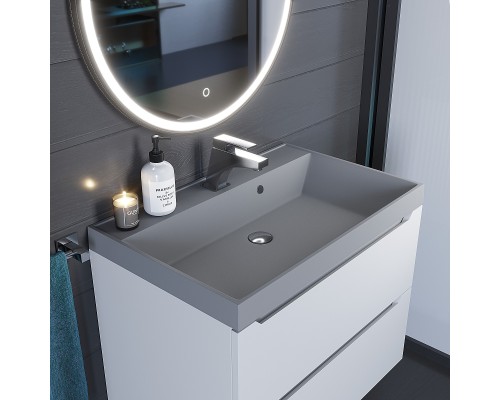 Раковина для ванной кварцевая Uperwood Classic Quartz 70х45х15 см, серая матовая, бетон