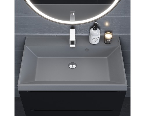 Раковина для ванной кварцевая Uperwood Classic Quartz 70х45х15 см, серая матовая, бетон