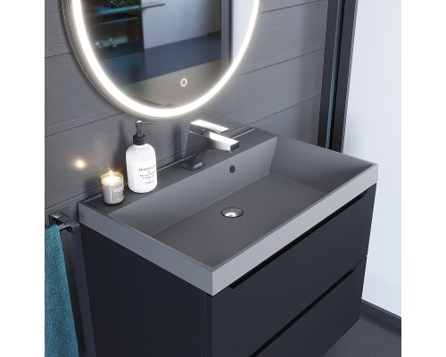 Раковина для ванной кварцевая Uperwood Classic Quartz 70х45х15 см, серая матовая, бетон