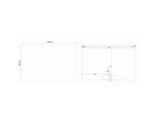 Зеркало LED Vincea VLM-3BE120-2 1200х800 c сенсорным выключателем и антизапотевание