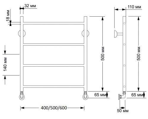 Полотенцесушитель латунный Secado Триада 1 40х50, водяной, бронза
