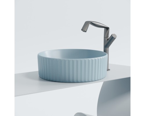 Раковина-чаша накладная Ceramicanova голубой матовый Element 360x360x115