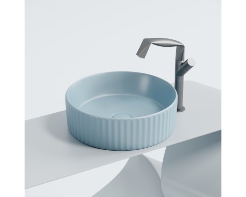 Раковина-чаша накладная Ceramicanova голубой матовый Element 360x360x115