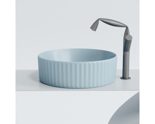 Раковина-чаша накладная Ceramicanova голубой матовый Element 360x360x115