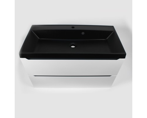 Раковина для ванной кварцевая Uperwood Classic Quartz 90х45х15 см, черная матовая, уголь