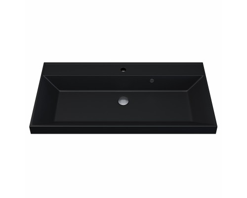 Раковина для ванной кварцевая Uperwood Classic Quartz 90х45х15 см, черная матовая, уголь