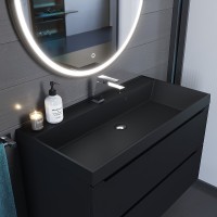 Раковина для ванной кварцевая Uperwood Classic Quartz 90х45х15 см, черная матовая, уголь