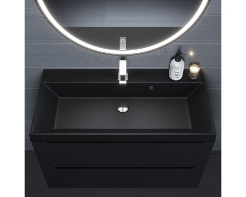 Раковина для ванной кварцевая Uperwood Classic Quartz 90х45х15 см, черная матовая, уголь