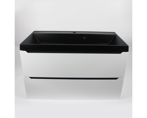 Раковина для ванной кварцевая Uperwood Classic Quartz 90х45х15 см, черная матовая, уголь