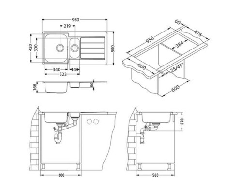 Кухонная мойка Alveus Line 10 SAT-90 98x50 1064281