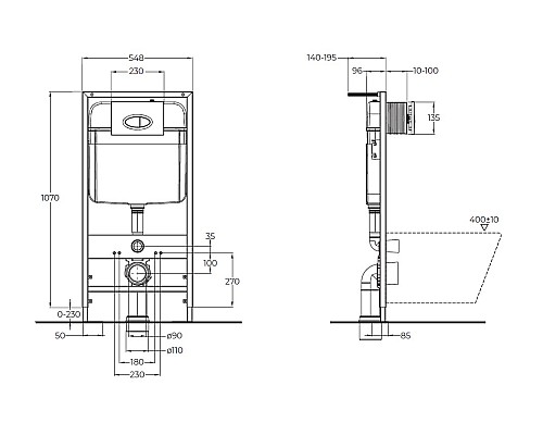 Инсталляция BelBagno BB026 для подвесного унитаза без клавиши смыва Инсталляция BelBagno BB026 для подвесного унитаза без клавиши смыва