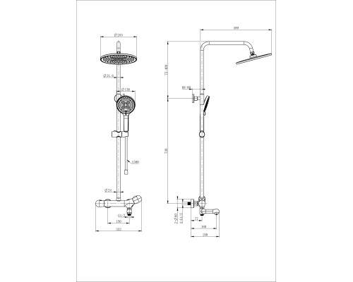 Душевая система с термостатом Wonzon&Woghand, Хром