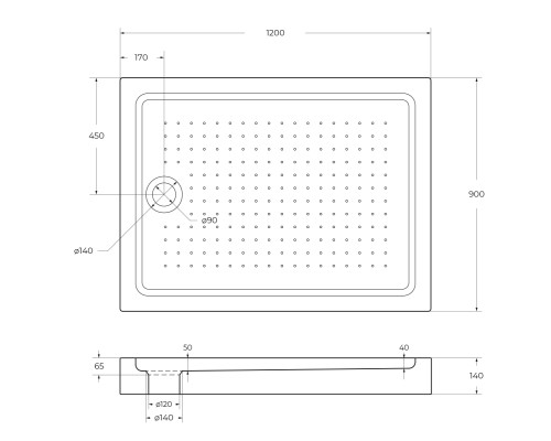 Акриловый поддон для душа BelBagno Tray 120x90 Белый