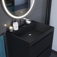 Раковина для ванной кварцевая Uperwood Classic Quartz 60х45х15 см, черная матовая, уголь