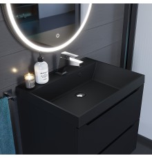 Раковина для ванной кварцевая Uperwood Classic Quartz 60х45х15 см, черная матовая, уголь