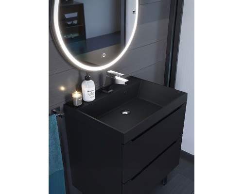 Раковина для ванной кварцевая Uperwood Classic Quartz 60х45х15 см, черная матовая, уголь