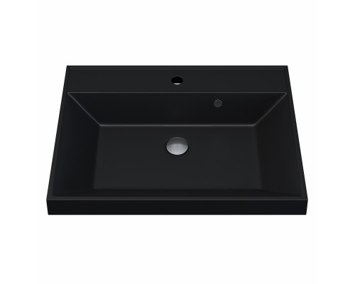 Раковина для ванной кварцевая Uperwood Classic Quartz 60х45х15 см, черная матовая, уголь