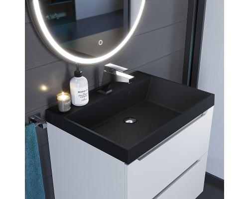 Раковина для ванной кварцевая Uperwood Classic Quartz 60х45х15 см, черная матовая, уголь