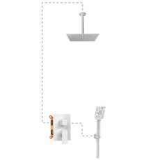 Душевая система EC218 AQG Alpha, с верхним душем, белый матовый