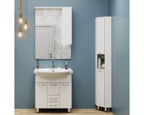 Зеркало со шкафом Onika Моника 75.01 R 207507 с подсветкой Белое