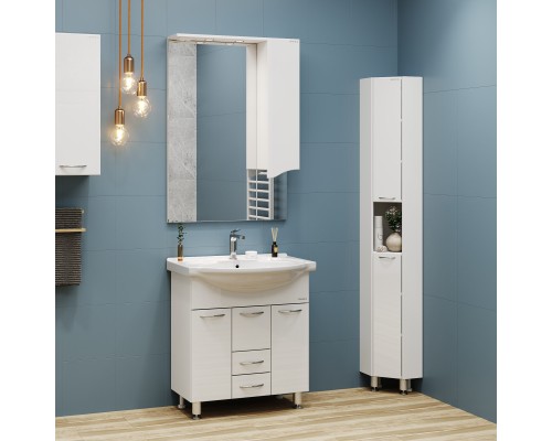 Зеркало со шкафом Onika Моника 75.01 R 207507 с подсветкой Белое