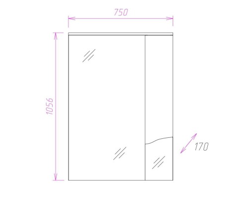 Зеркало со шкафом Onika Моника 75.01 R 207507 с подсветкой Белое