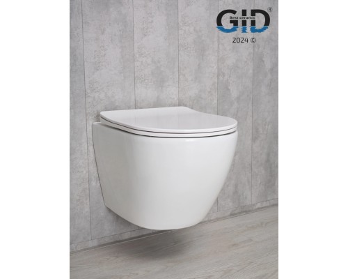 Безободковый подвесной унитаз Gid Tr2198 61107y с прочной крышкой-микролифт из дюропласта