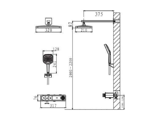 Встроенный смеситель для душа Arrow ARQ13869CP хром