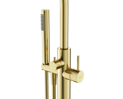 Смеситель для ванны напольный SANCOS Etna, брашированное золото, PVD покрытие, SC9009BG