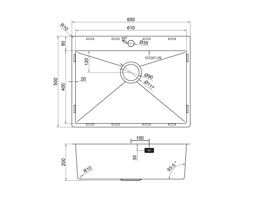 Кухонная мойка Reflexion Iseo RX2265GD брашированное золото