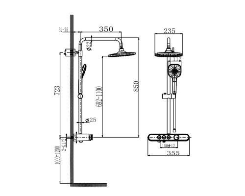 Душевая система Arrow AG3323SHCP с термостатом хром