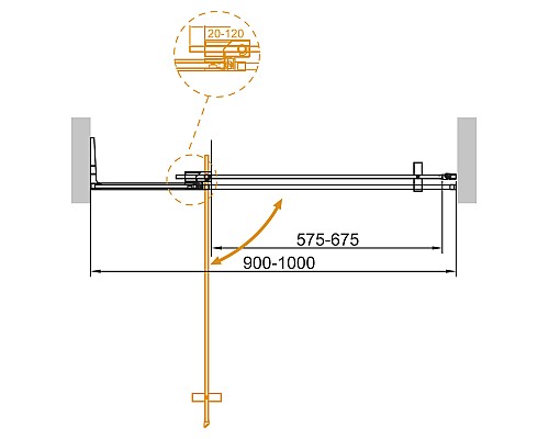 Дверь в проём Cezares SLIDER-B-1-90/100-C-Cr Дверь в проём Cezares SLIDER-B-1-90/100-C-Cr