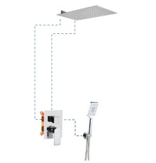 Душевая система EC319 AQG Alpha, с консольным верхним душем с каскадом, хром