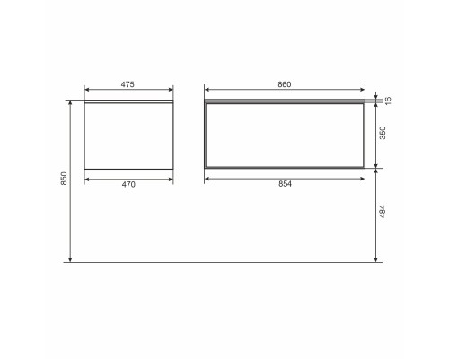 Тумба под раковину 85 см, Uperwood Parma Premium, черная