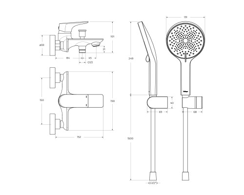 Смеситель для ванны BelBagno Marino MARINO-VASM-CRM Хром