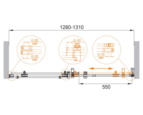Дверь в проём Cezares STYLUS-M-BF-1-130-C-Cr