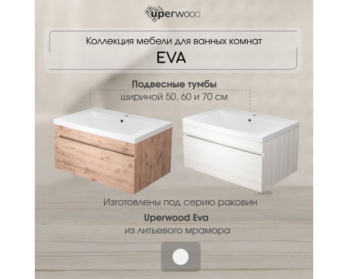 Тумба под раковину подвесная Uperwood Eva 74х47,2х35 см, Дуб Харбор Белый