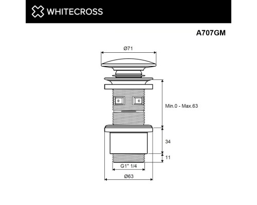 Донный клапан WHITECROSS (оружейная сталь)