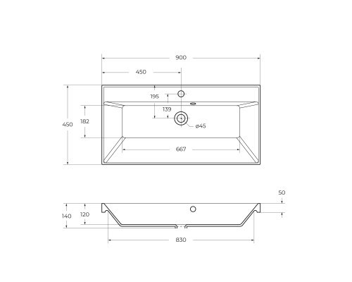 Раковина из искусственного мрамора BelBagno BB900/450-LV-MR-AST