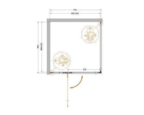 Душевой уголок Cezares Liner 90x90 L LINER-A-1-90-C-Cr-L профиль Хром стекло прозрачное