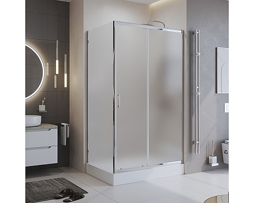 Душевой уголок BelBagno Uno 120х90 UNO-195-AH-1-120/90-P-Cr профиль Хром стекло рифленое