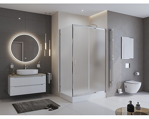 Душевой уголок BelBagno Uno 120х90 UNO-195-AH-1-120/90-P-Cr профиль Хром стекло рифленое