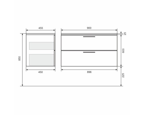 Тумба под раковину Uperwood Foster NEW 90 см, подвесная, белая
