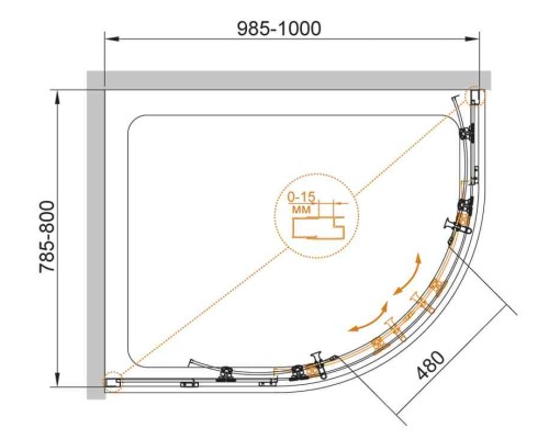 Душевой уголок Cezares ECO-RH-2-100/80-C-Cr