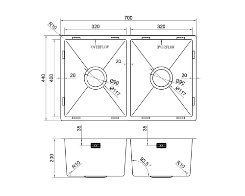 Кухонная мойка Reflexion Garda RX2170BL оружейная сталь