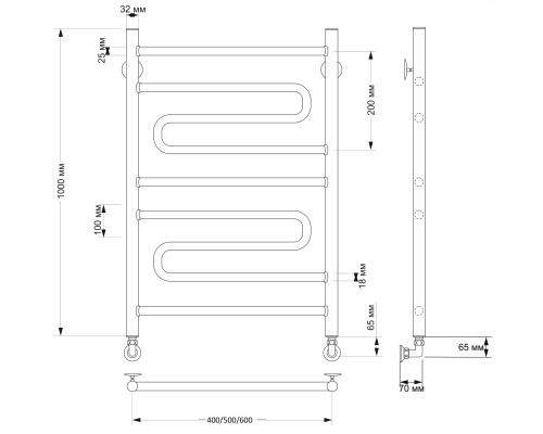 Полотенцесушитель латунный Secado Валенсия 2 40х100, водяной, бронза